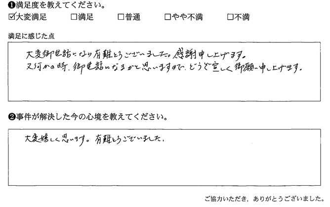 大変御世話になり有難うございました